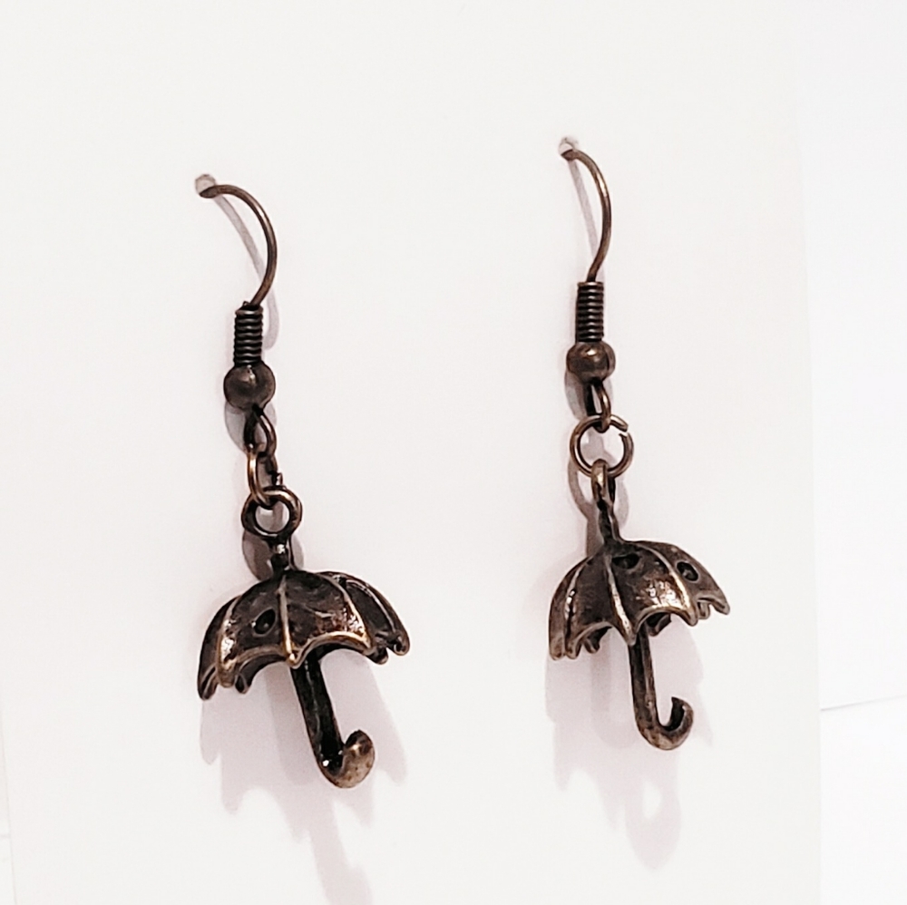 N. Bronze Umbrella French Hook Earrings